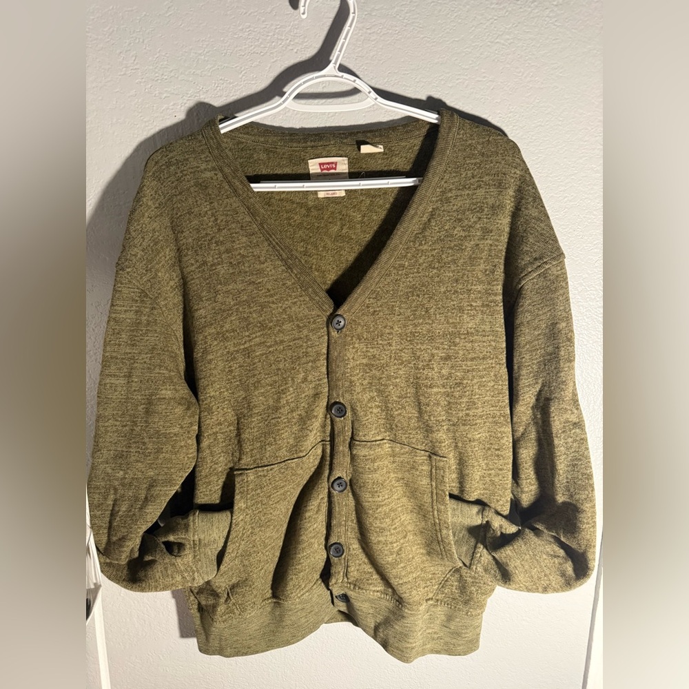 Levi's Green Cardigan Sweater V-Neck Relaxed Fit